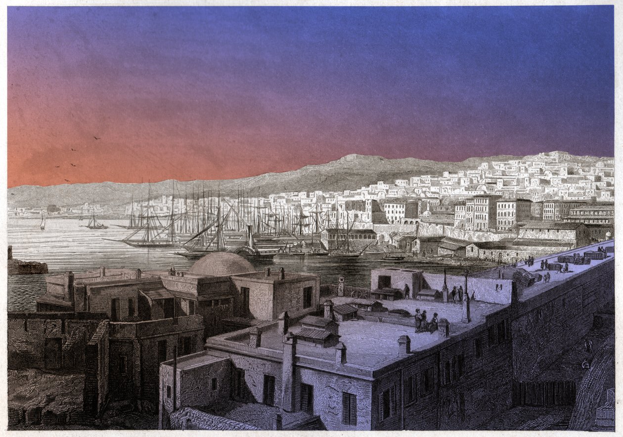 Veduta di Algeri (incisione, ca. 1850) da French School