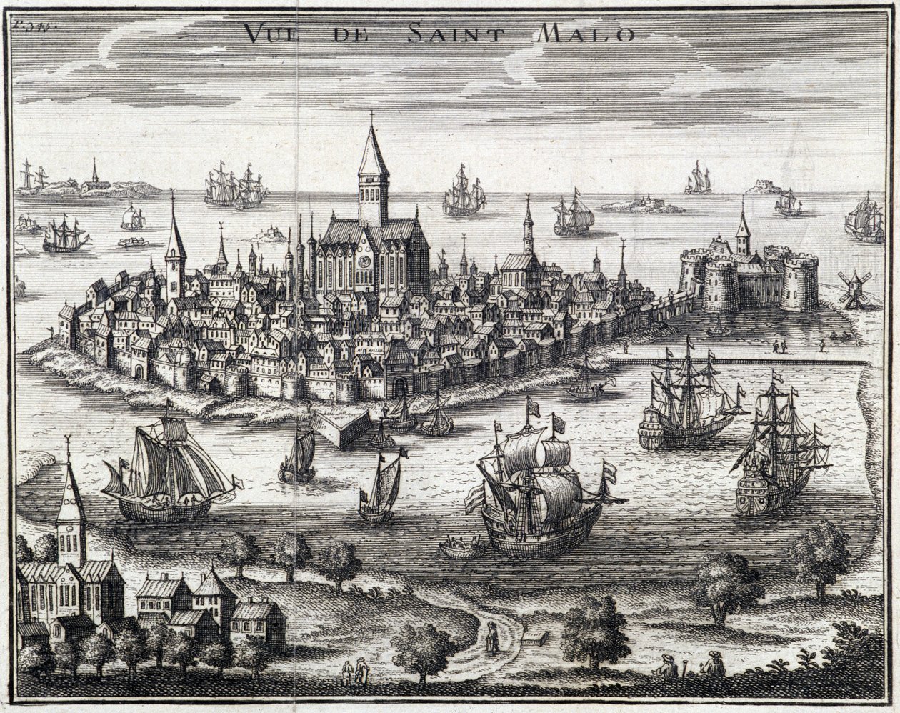 Veduta di St Malo - Incisione anonima da French School