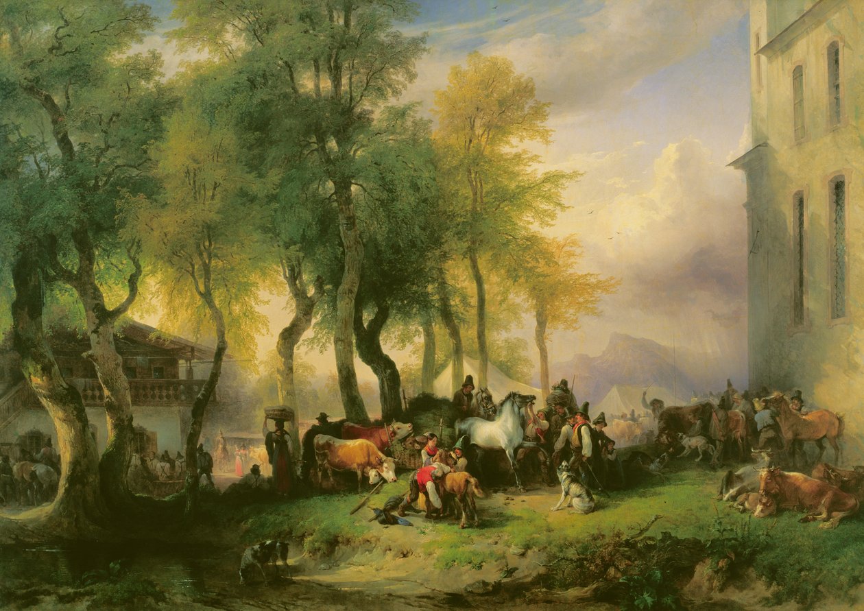 Mercato del bestiame a Maria Plain, 1837 da Friedrich Gauermann
