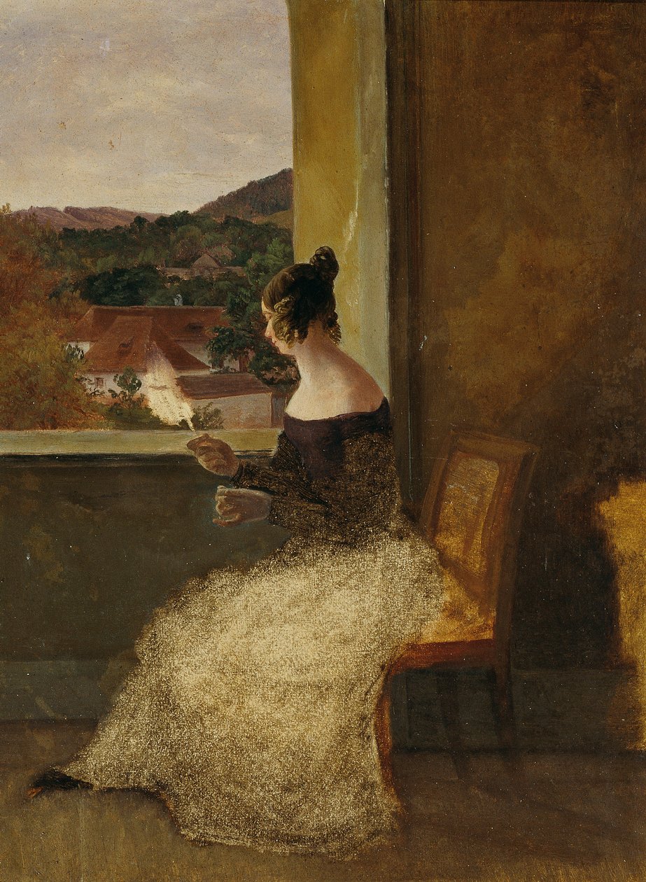 Dama alla finestra con filatoio da Friedrich Loos