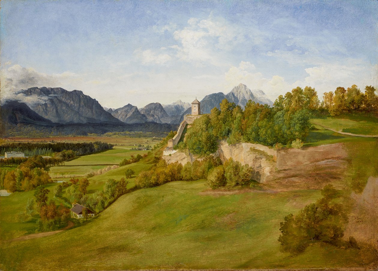 Il monte Mönchsberg a Salisburgo con la torre di San Giuseppe da Friedrich Loos
