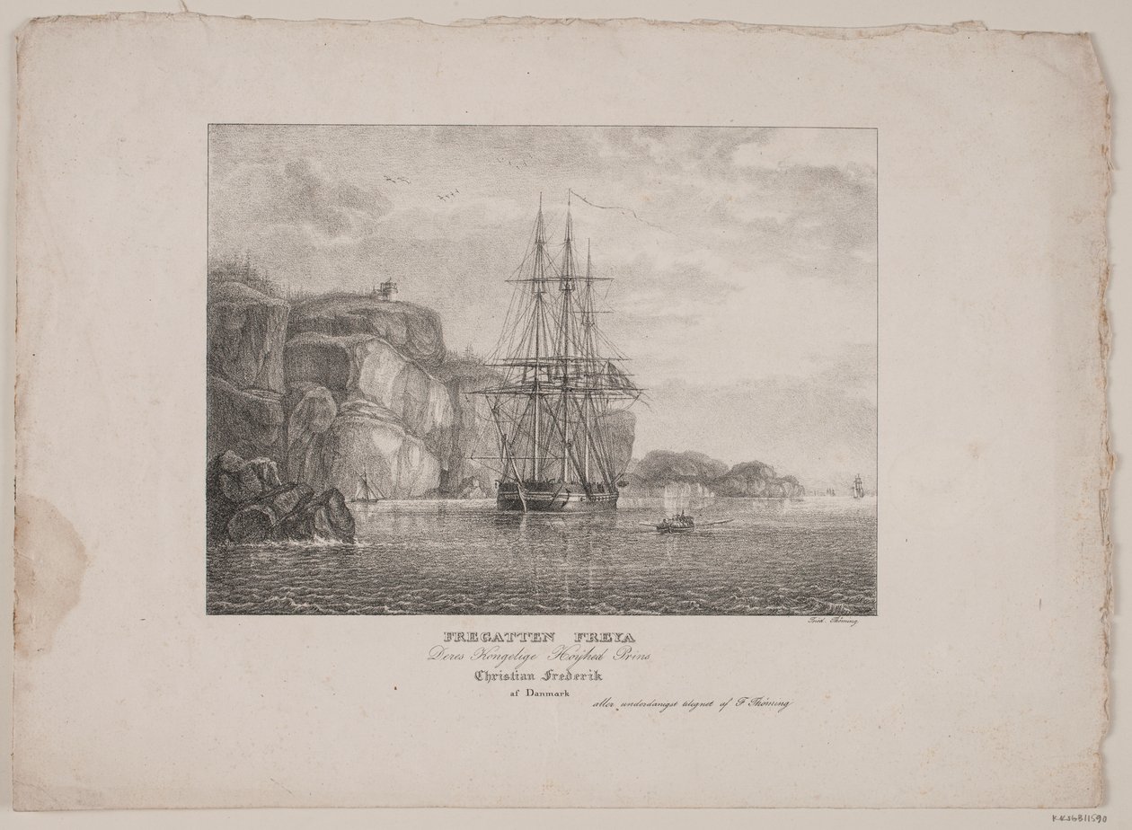 La fregata Freya da Friedrich Thøming