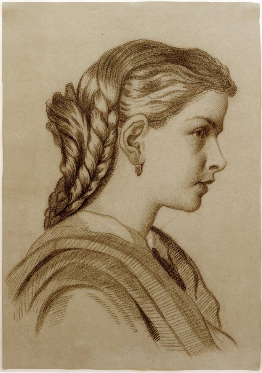 Ritratto di profilo di una giovane donna verso destra da Fritz von Uhde