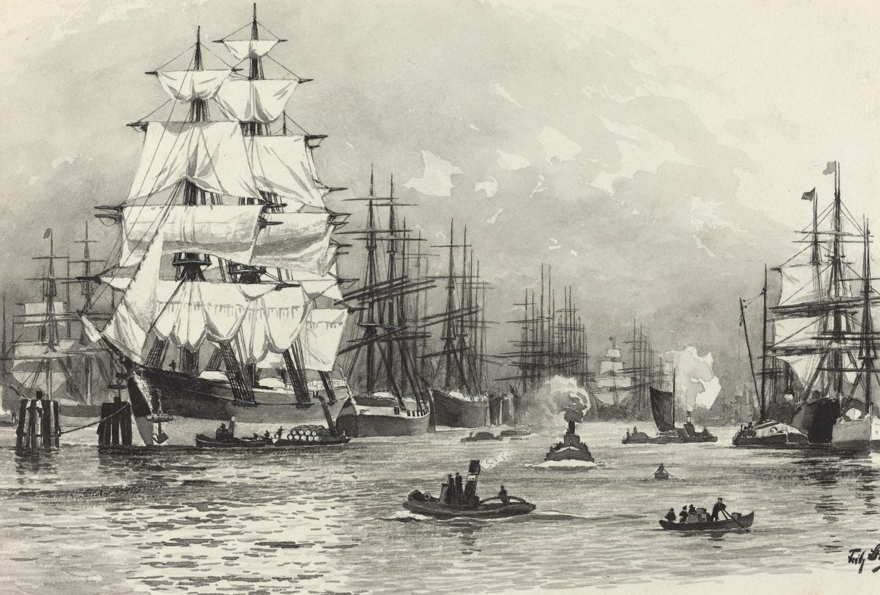 Porto con veliero da Fritz Stoltenberg