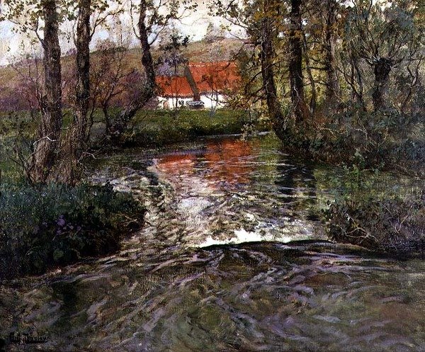 Edificio lungo il fiume da Fritz Thaulow