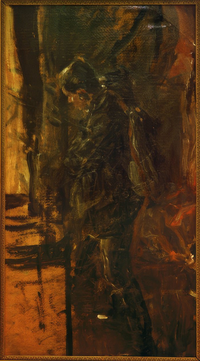 Studio di un uomo con zaino da Fritz von Uhde