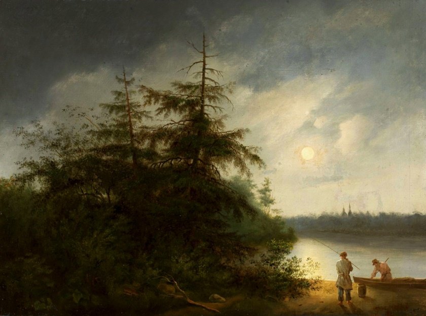 Paesaggio notturno con pescatori da Fyodor Alekseyev