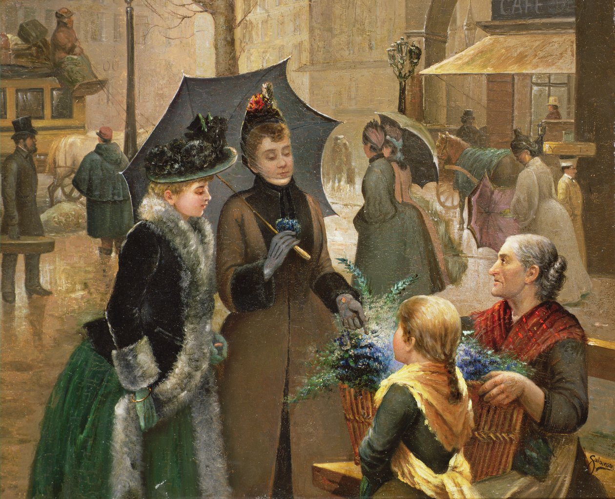 Acquisto di fiori, XIX secolo da G. Salanson
