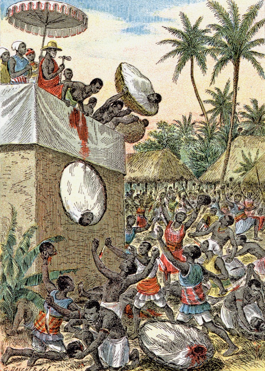 Sacrifici umani in Africa, c.1900 (illustrazione) da G. Dascher