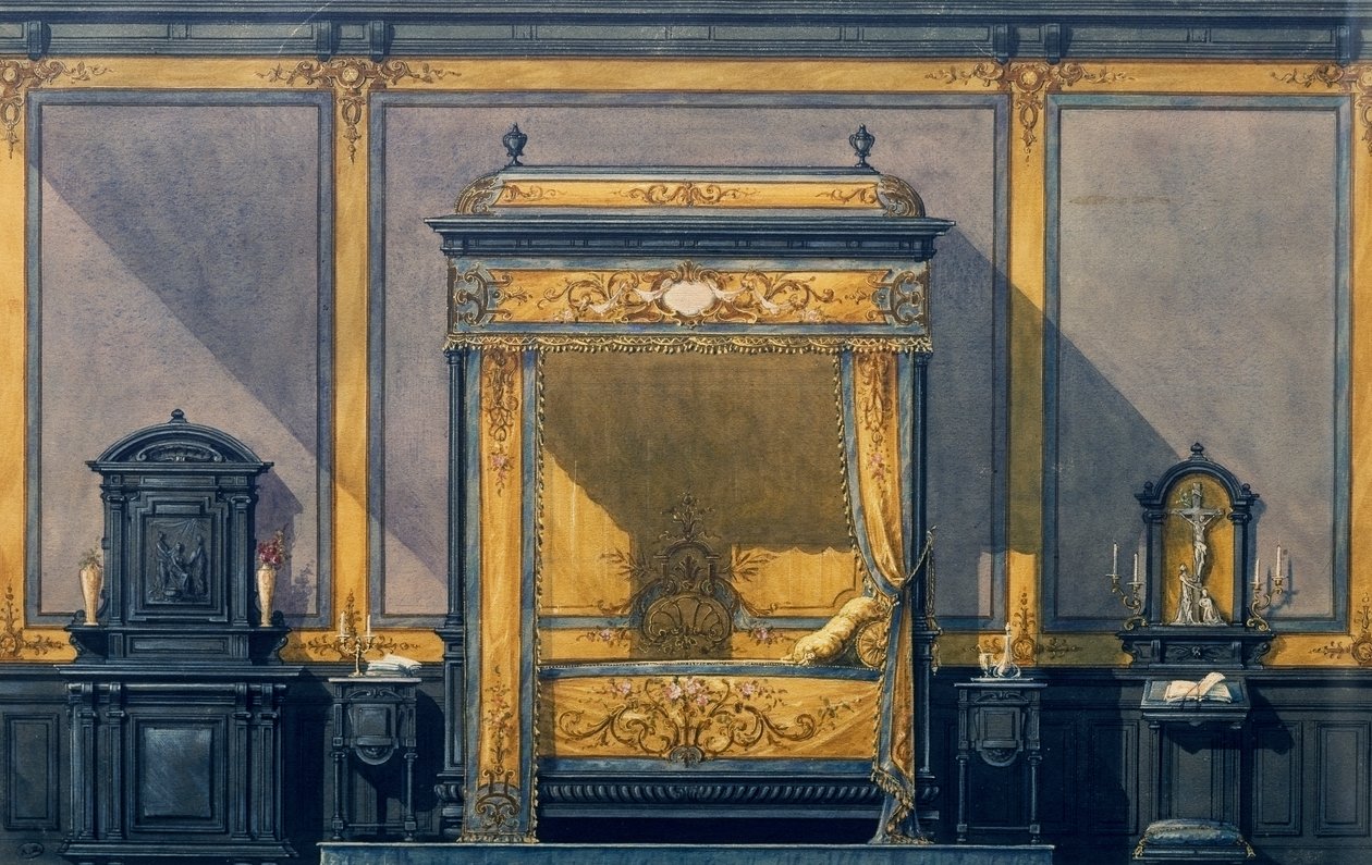 Design di una camera da letto in stile rinascimentale da G. Felix Lenoir