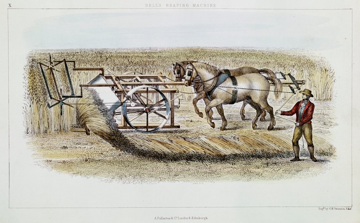 Macchina da mietitura di Bells, 1851 da G. H. Swanston