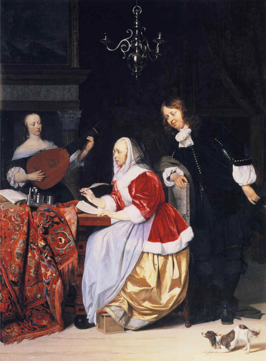 Una giovane donna che compone musica da Gabriel Metsu