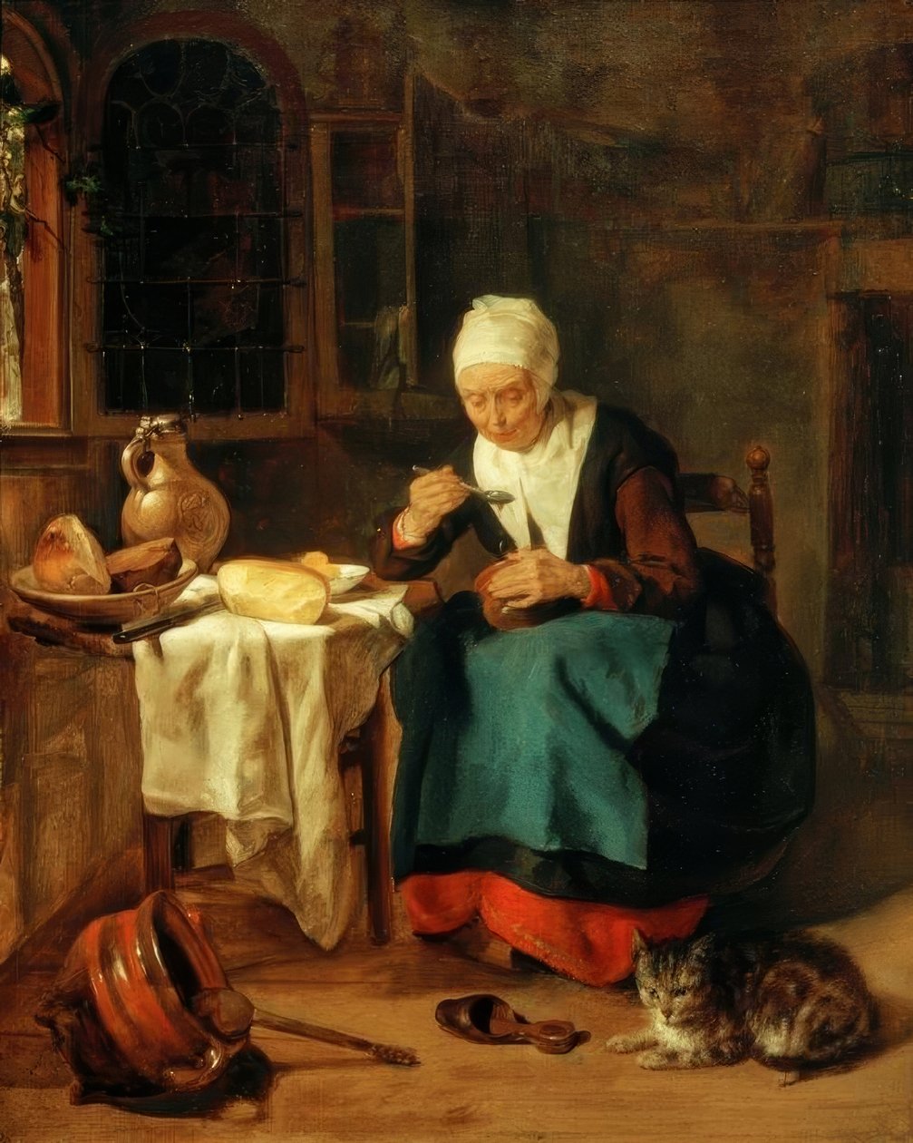 Donna che mangia porridge da Gabriel Metsu