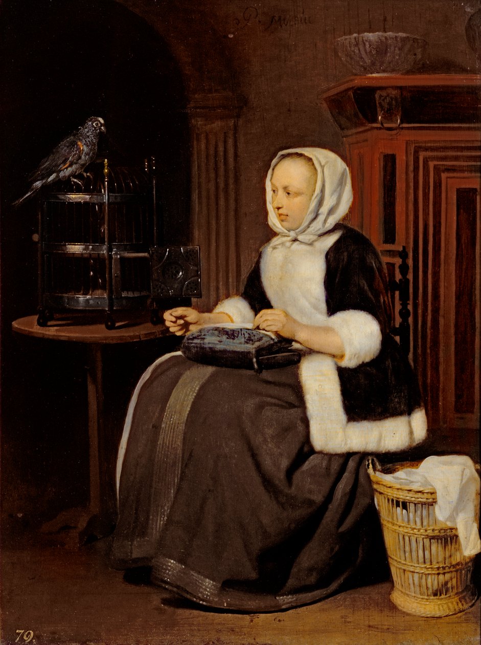 Giovane ragazza al lavoro da Gabriel Metsu
