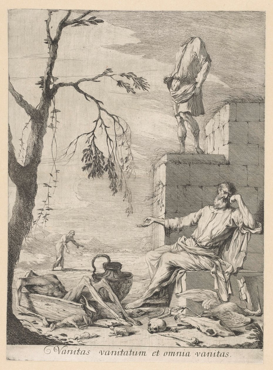 Filosofo in lutto circondato da simboli di vanità da Gabriel Ehinger