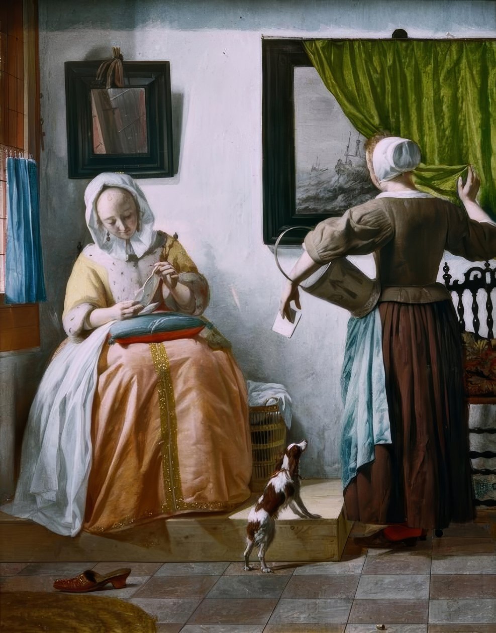 G. Metsu, Signora che legge una lettera e domestica da Gabriel Metsu