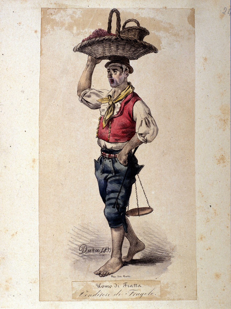 Venditore di fragole, costumi napoletani di G. Dura da Gaetano Dura