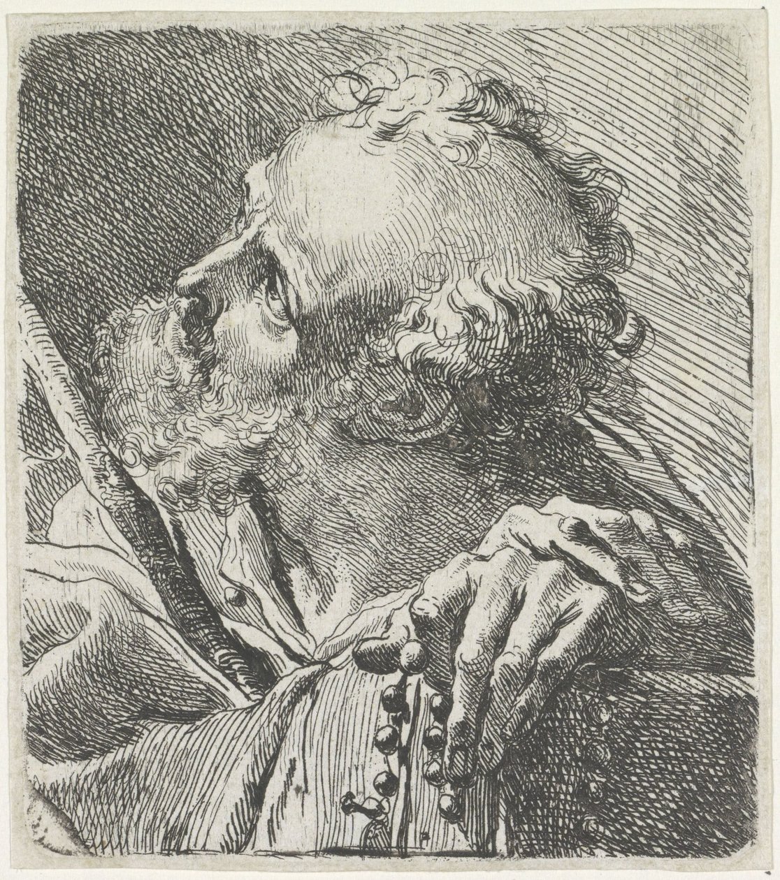 Testa di un santo con rosario da Gaetano Gandolfi