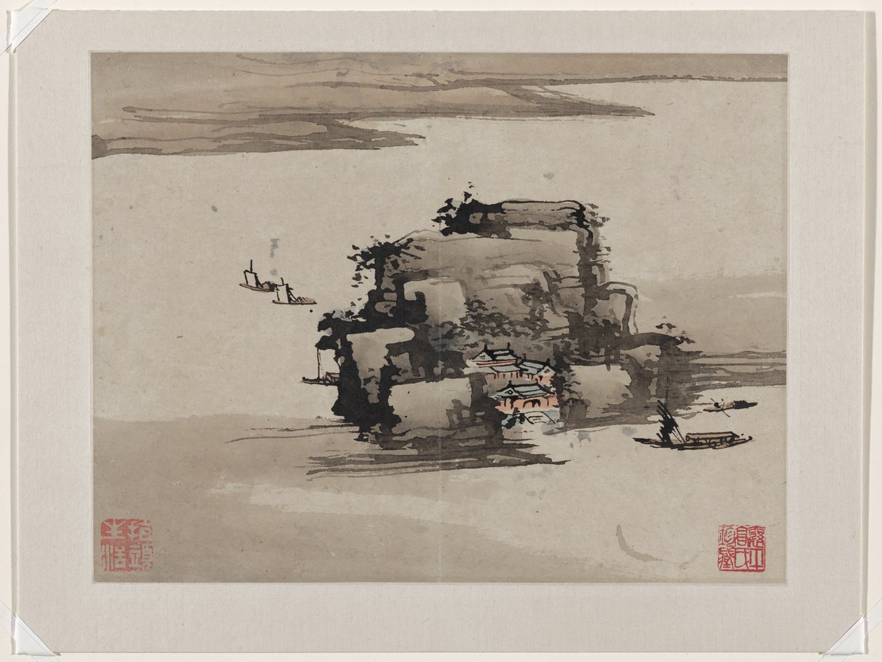 Pittura a dita, da un album di dieci da Gao Qipei