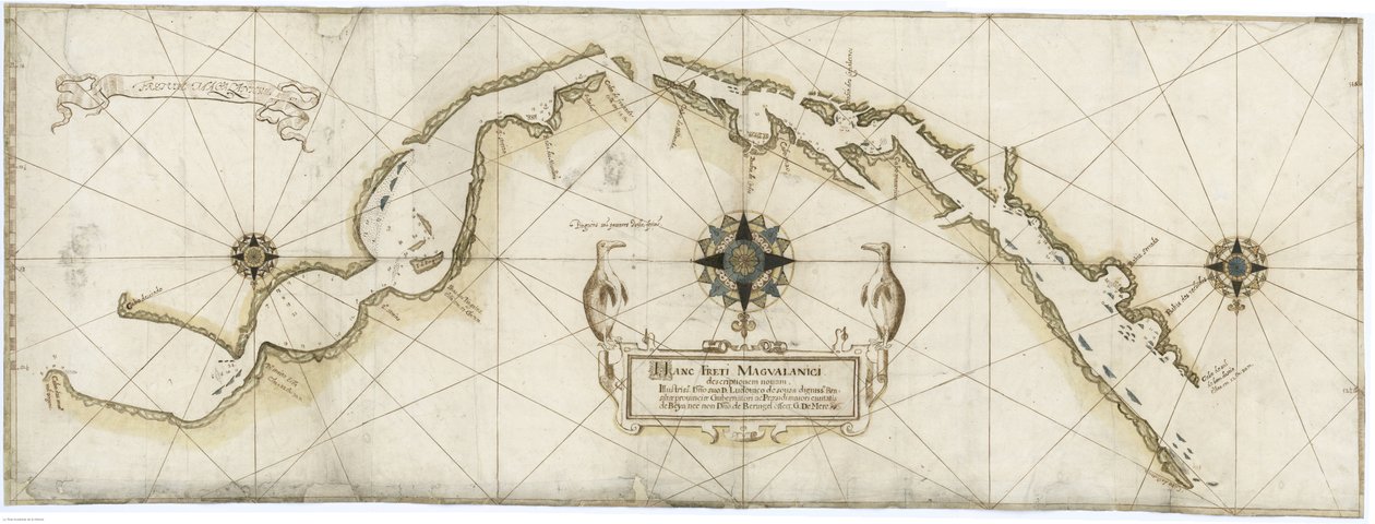 Carta generale dello Stretto di Magellano realizzata da Gaspar de Mere nel 1617 basata sulle mappe di Jan Outghersz da Gaspar de Mere