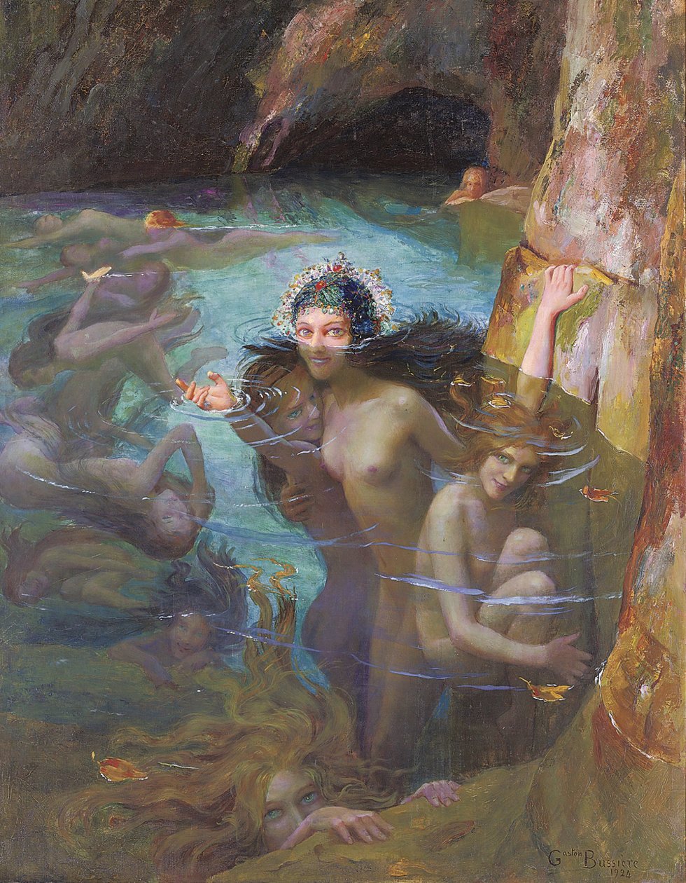Ninfe marine in una grotta da Gaston Bussiere