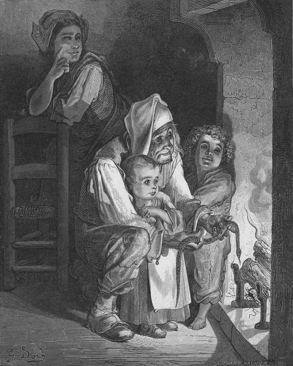 Il contadino e il serpente, 1870 da Gauchard Brunier