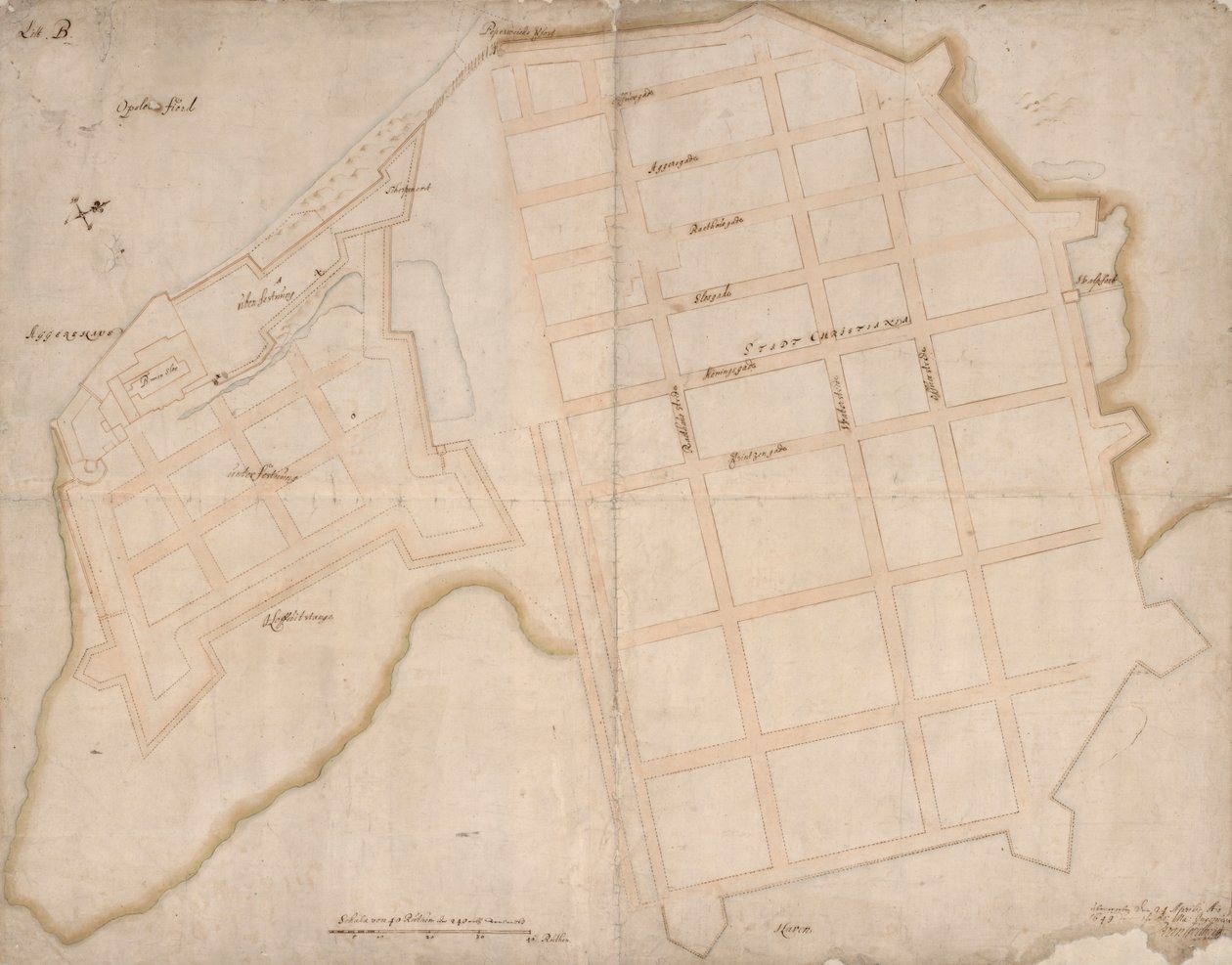 Pianta di Christiania e Aggershuus da Isaac van Geelkerck