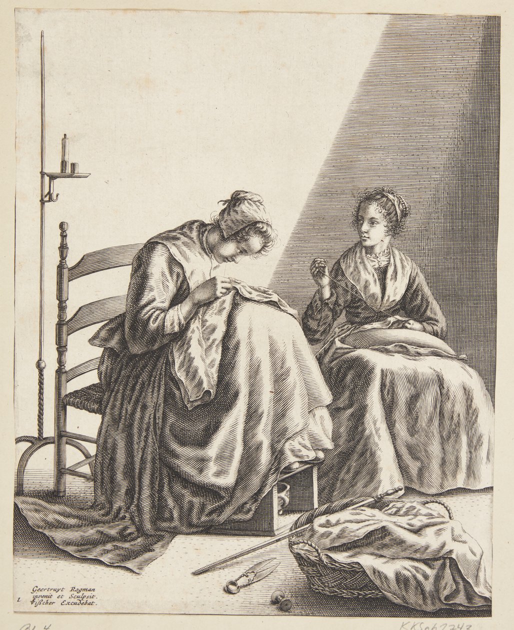 Due donne che cuciono da Geertruyt Roghman