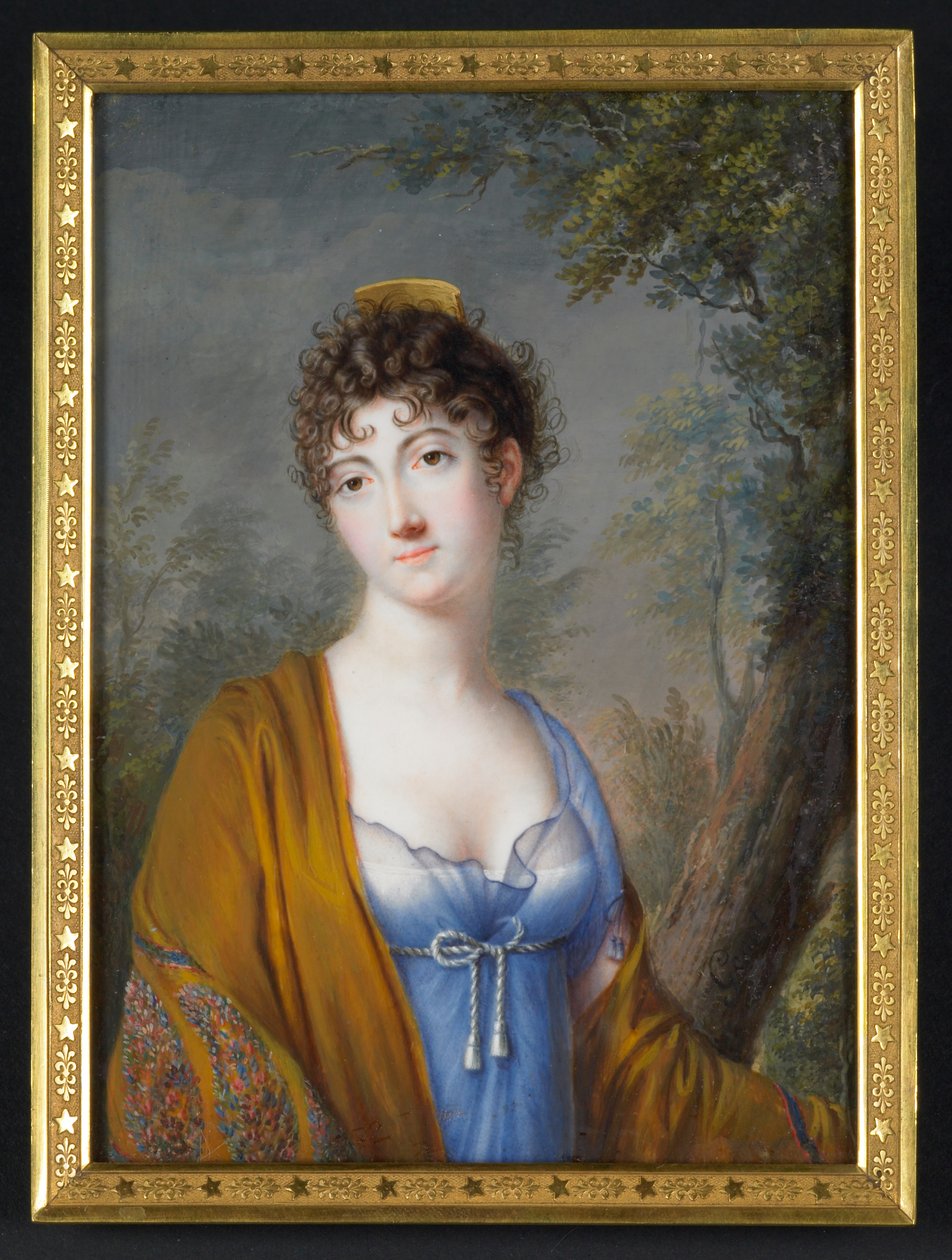 Dama in blu con scialle giallo da Genot