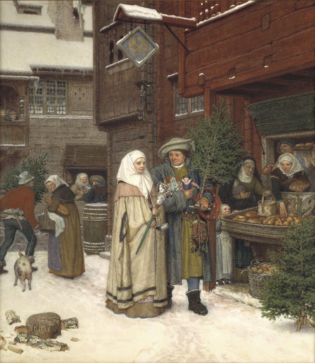 La fiera di Natale, 1872 da Georg Rosen
