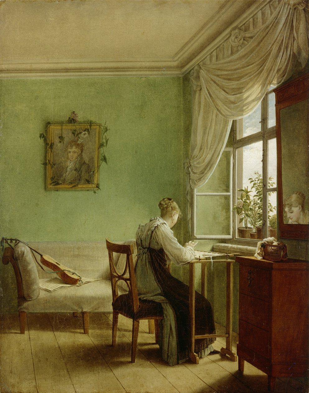 Donna che ricama, 1812 da Georg Friedrich Kersting