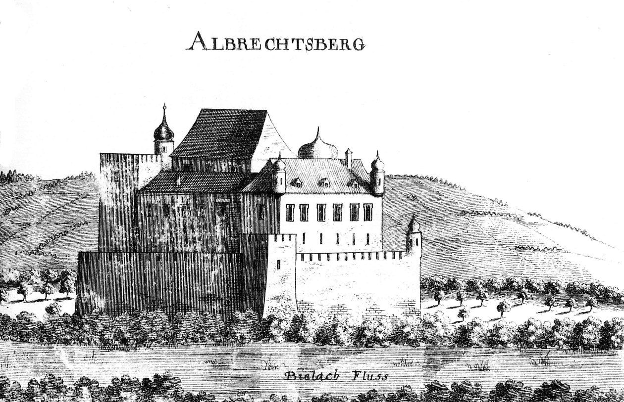 Incisione di Vischer del Castello di Albrechtsberg intorno al 1672 da Georg Matthaus Vischer