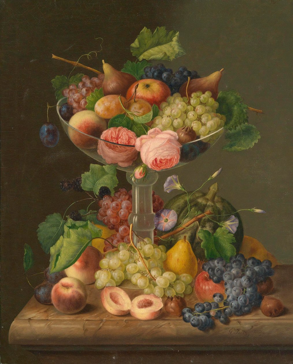 Natura morta con frutta e rose da Georg Seitz