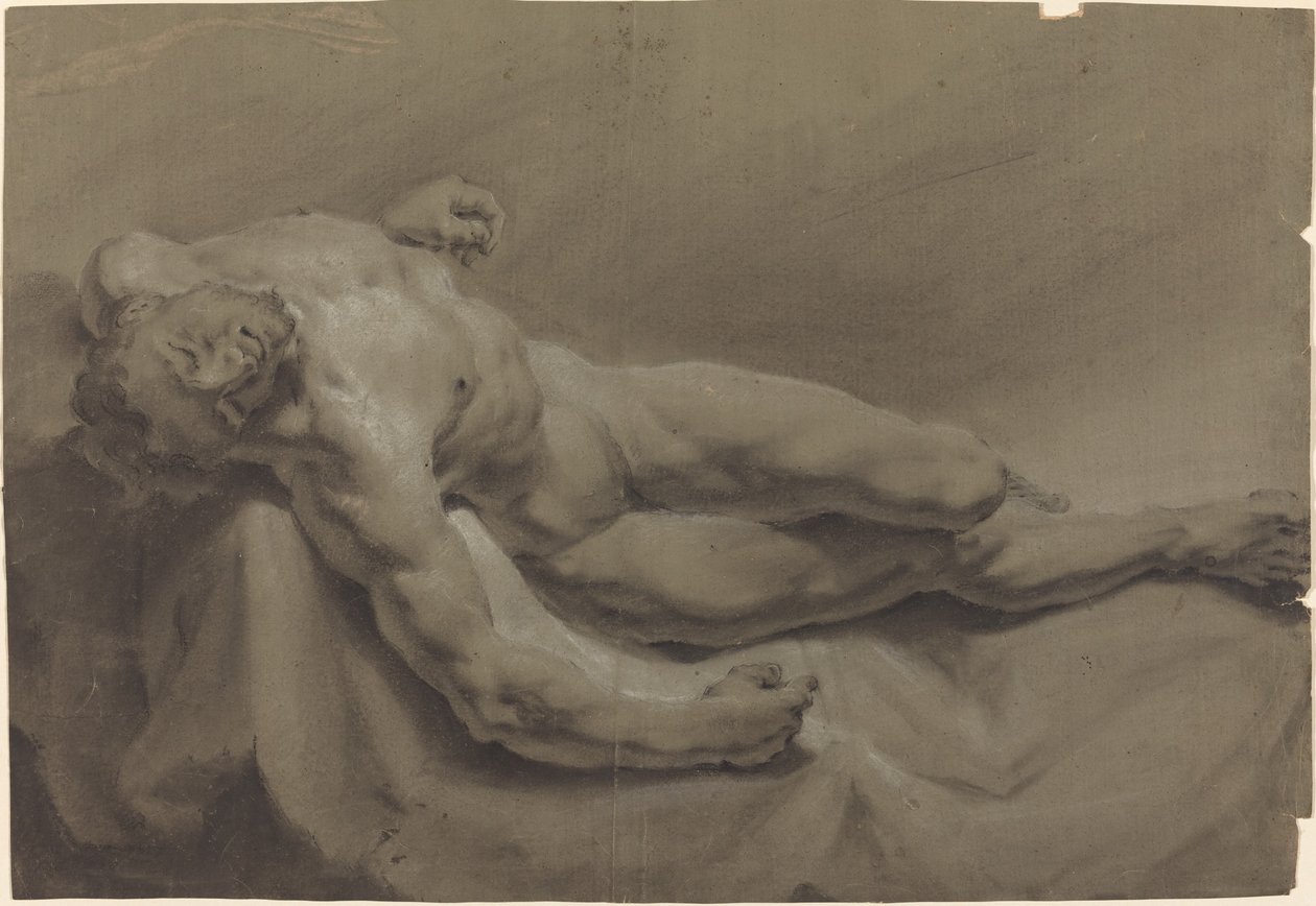 Un nudo maschile reclinato da Georg Raphael Donner
