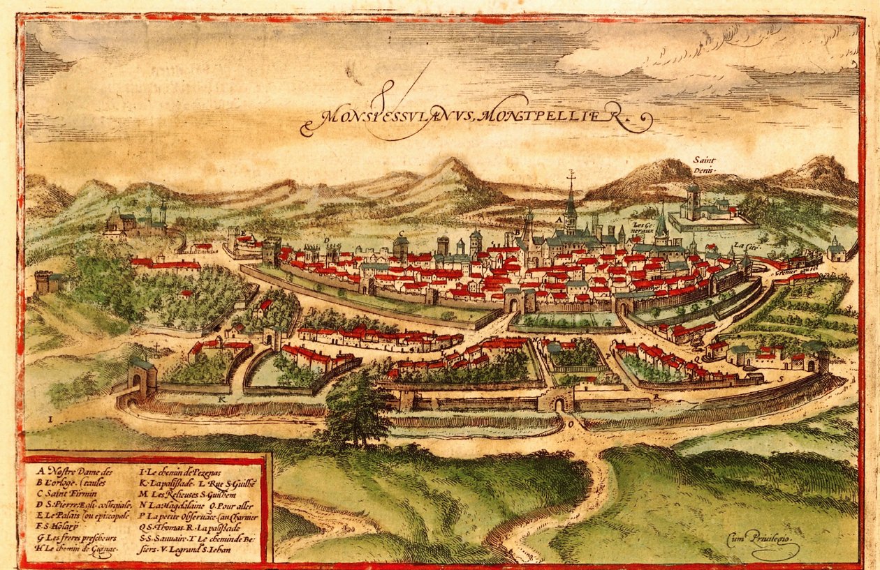 Montpellier, Francia da Georg and Hogenberg Franz (1535 90) Braun