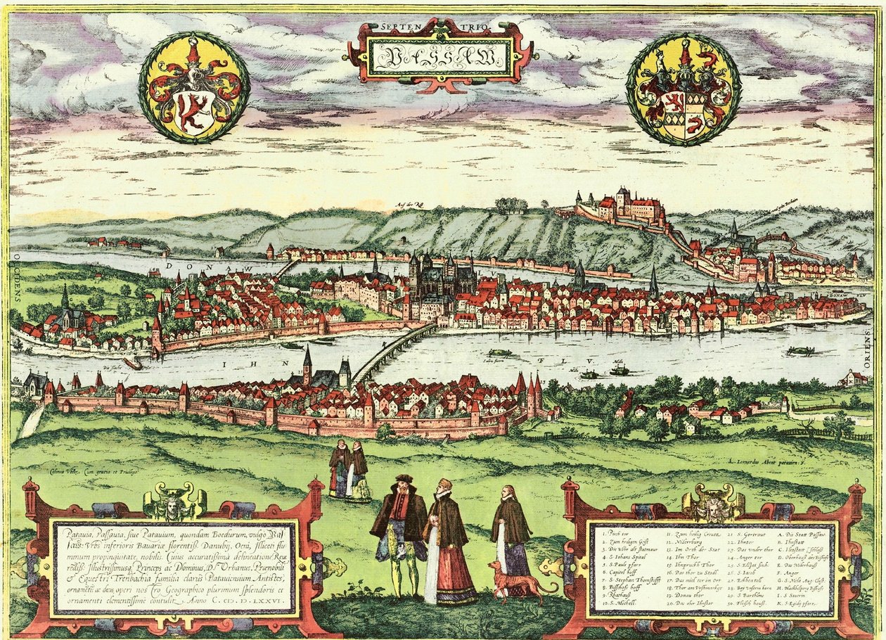 Passau, Germania da Georg and Hogenberg Franz (1535 90) Braun