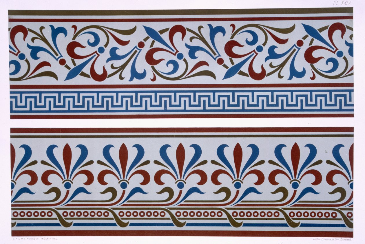 Ornamento Neo-Greco: Disegni di bordi e zoccoli, tavola XXIV da 