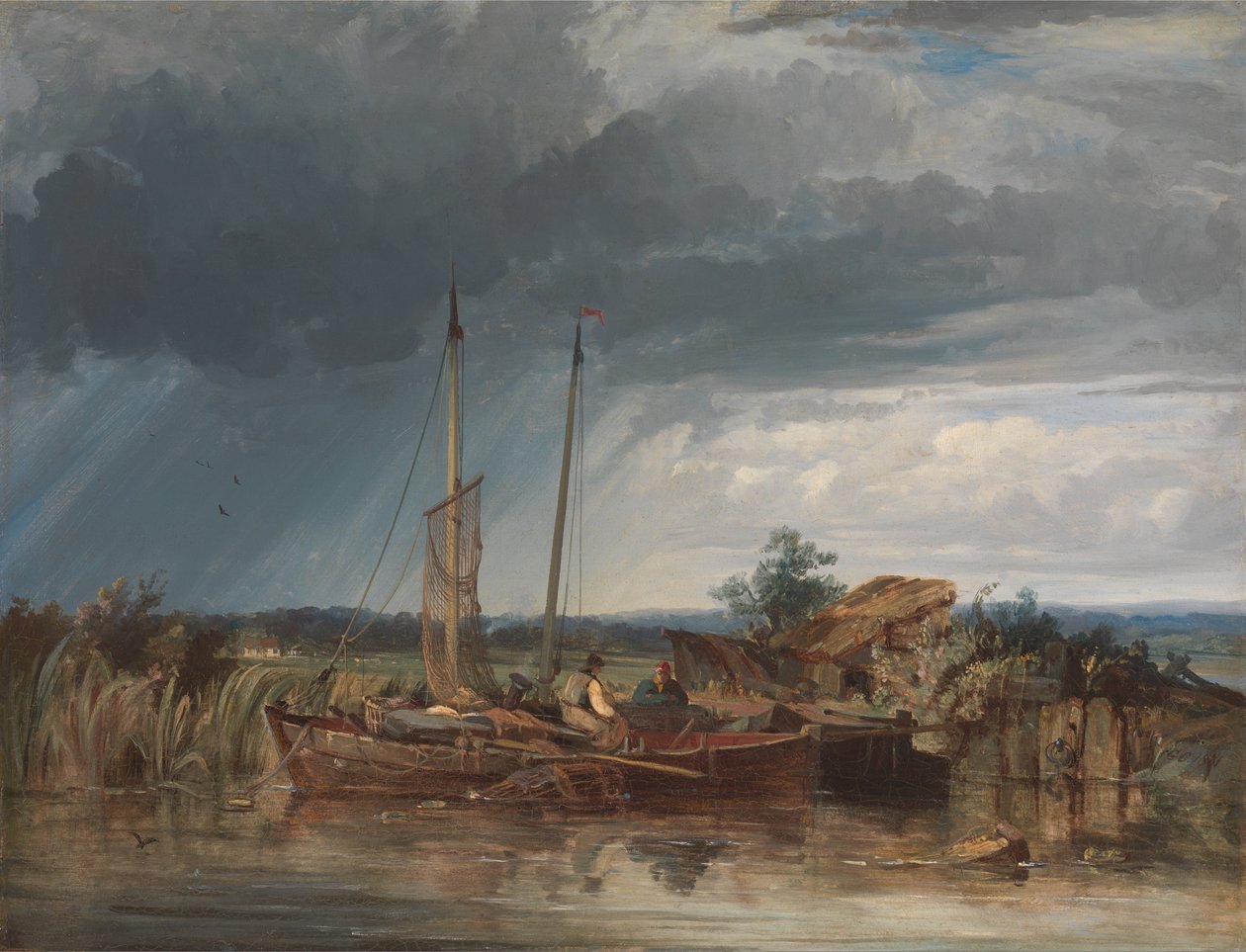 Due barche da pesca sulle rive delle acque interne da George the Elder Chambers