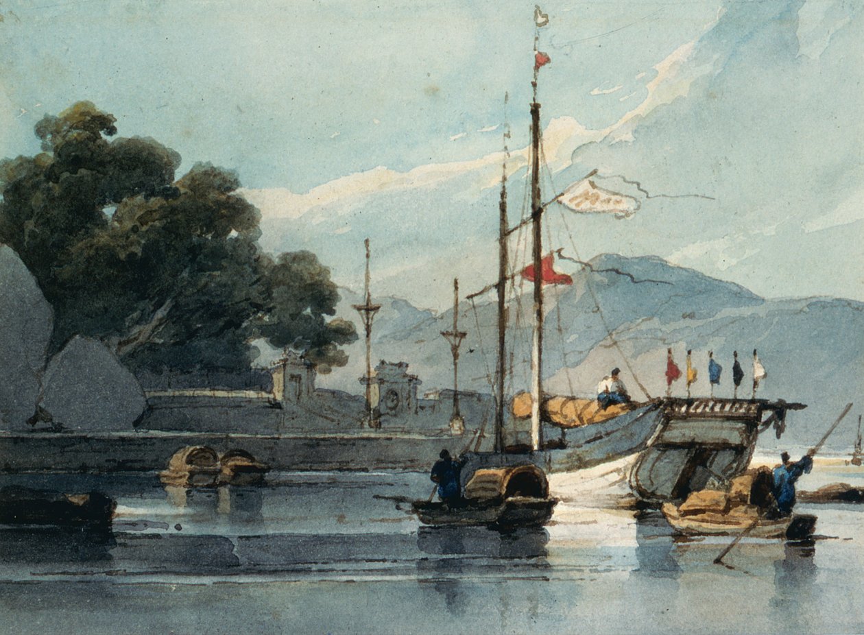 Navigazione su un fiume cinese da George Chinnery