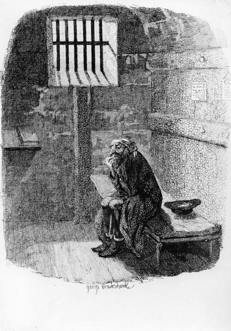 Fagin nella cella dei condannati, illustrazione da 