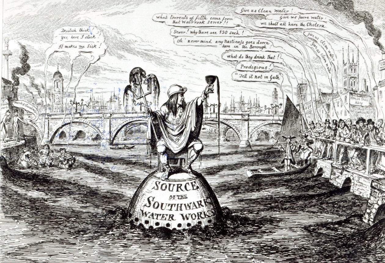 Cartone satirico sulla Southwark Water Company, 1832 da George Cruikshank