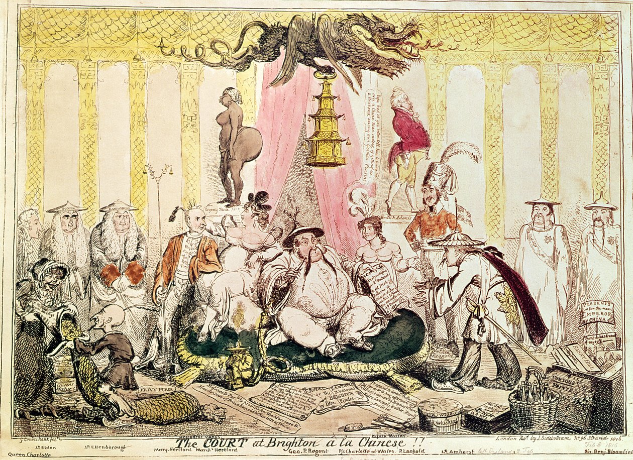 La corte a Brighton alla cinese, 1816 da George Cruikshank