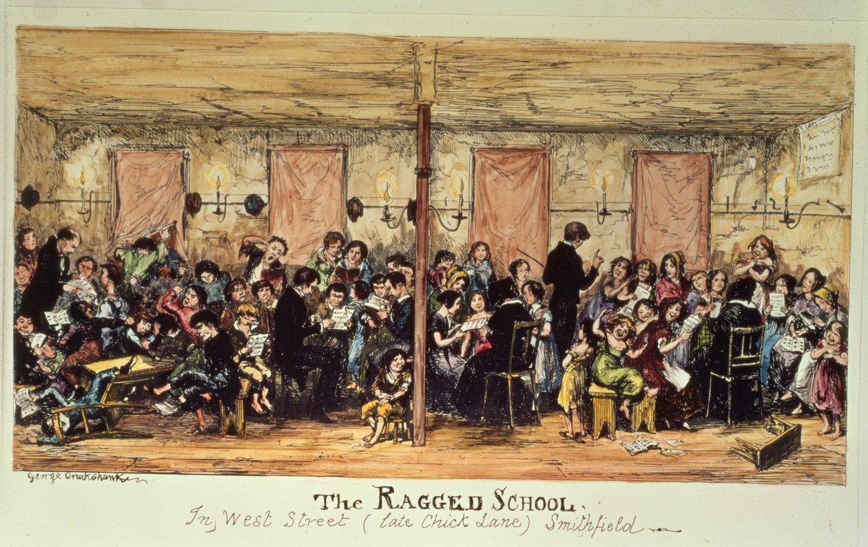 La scuola dei poveri, West Street, Smithfield da George Cruikshank