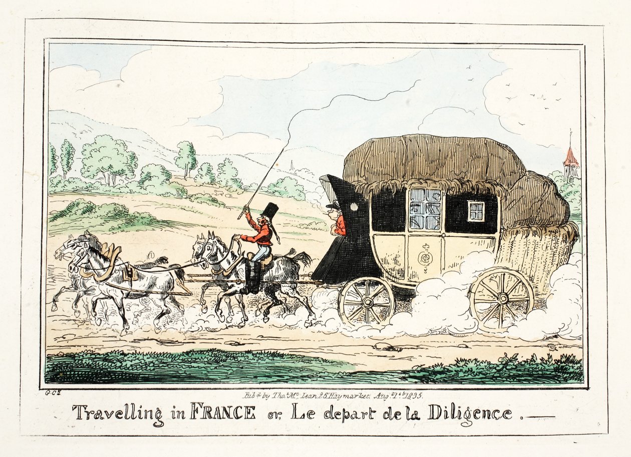 Viaggiare in Francia o Le Depart de la Diligence, 1835 da George Cruikshank