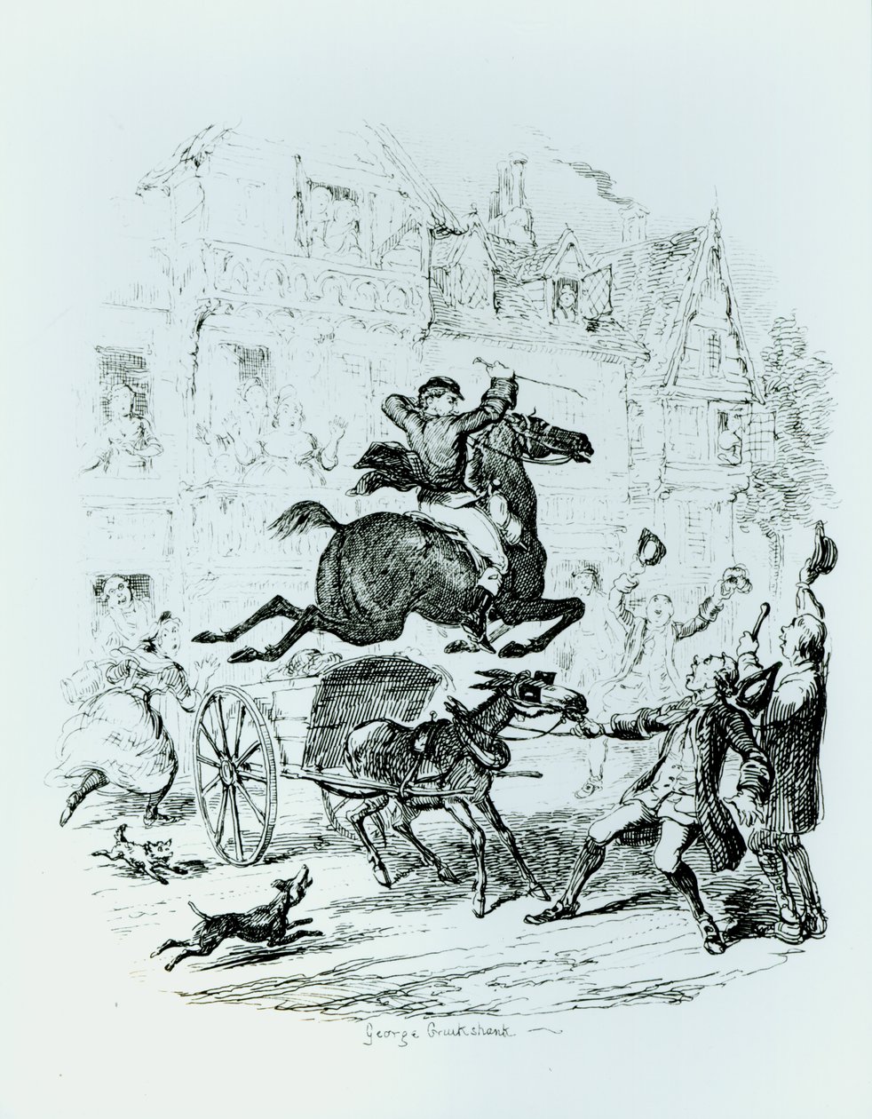 La fuga di Turpin (1705-39) attraverso Edmonton da George Cruikshank