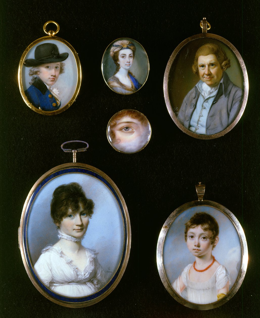 Miniature di ritratti, da sinistra a destra e dall