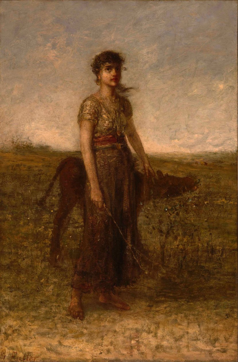 Ragazza e vitello (condotti attraverso i prati) da George Fuller