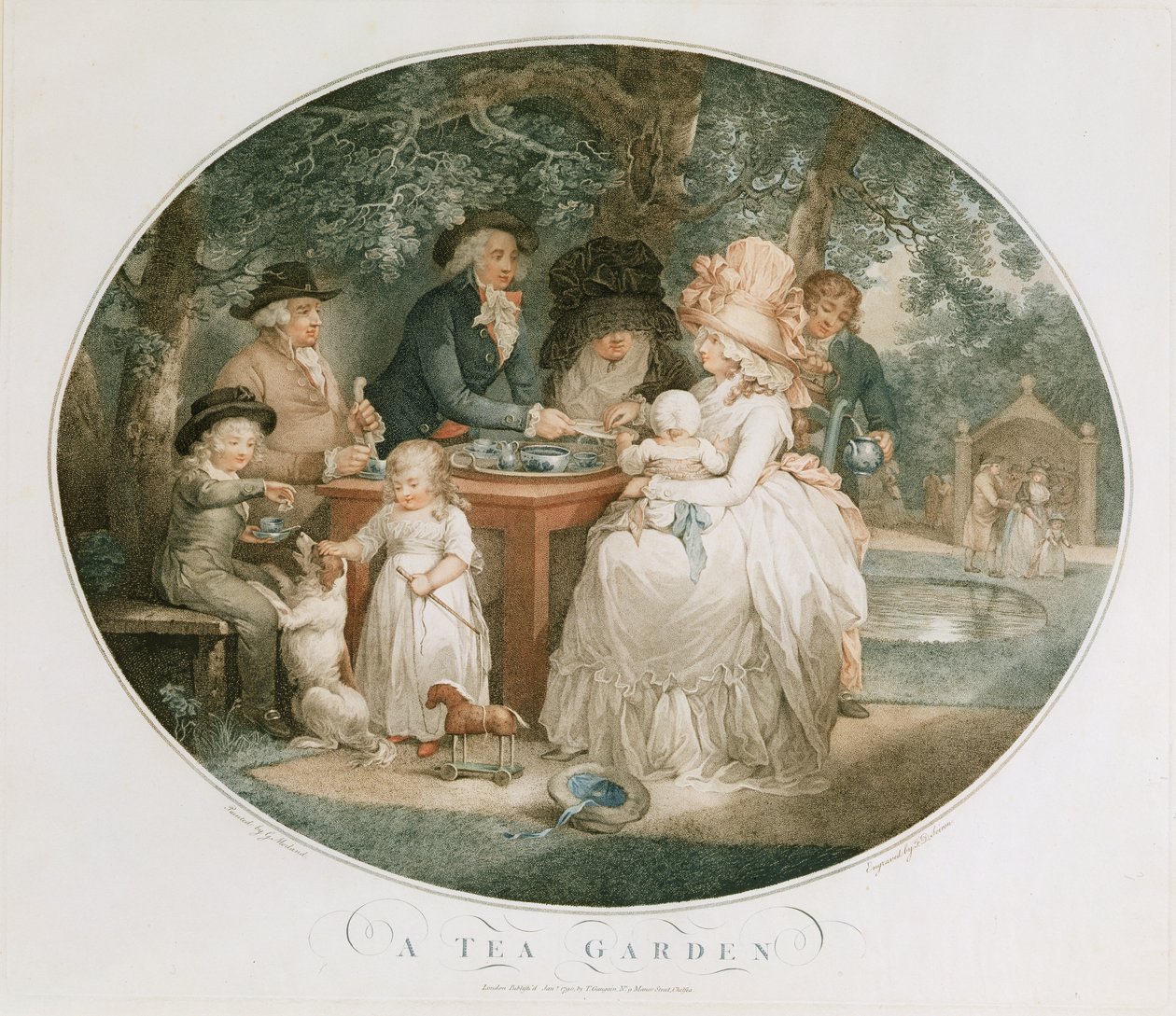 Un giardino del tè, inciso da Francois David Soiron, 1790 da George Morland