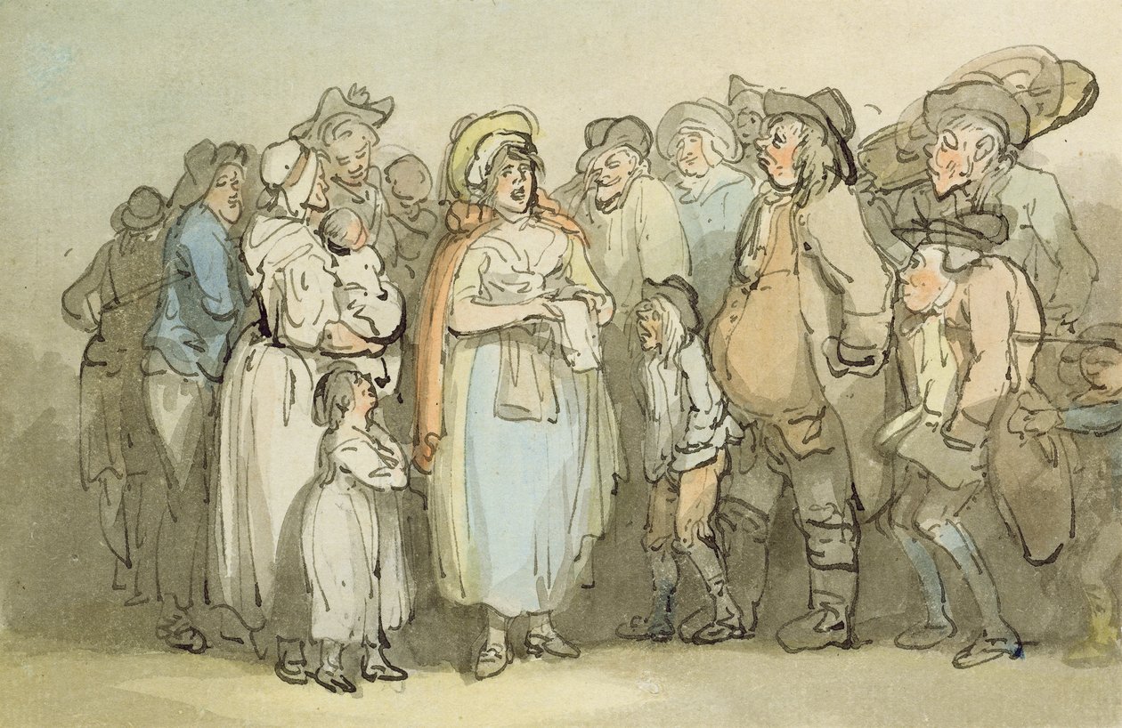 Studio di prigionieri in una prigione o lazzaretto con una figura in abito tra loro da George Romney