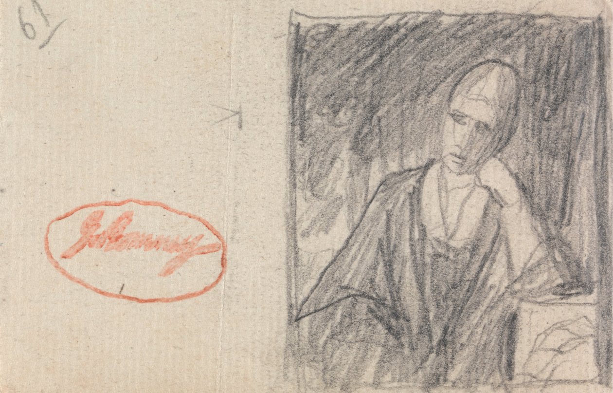 Donna che riposa la testa su un braccio piegato da George Romney